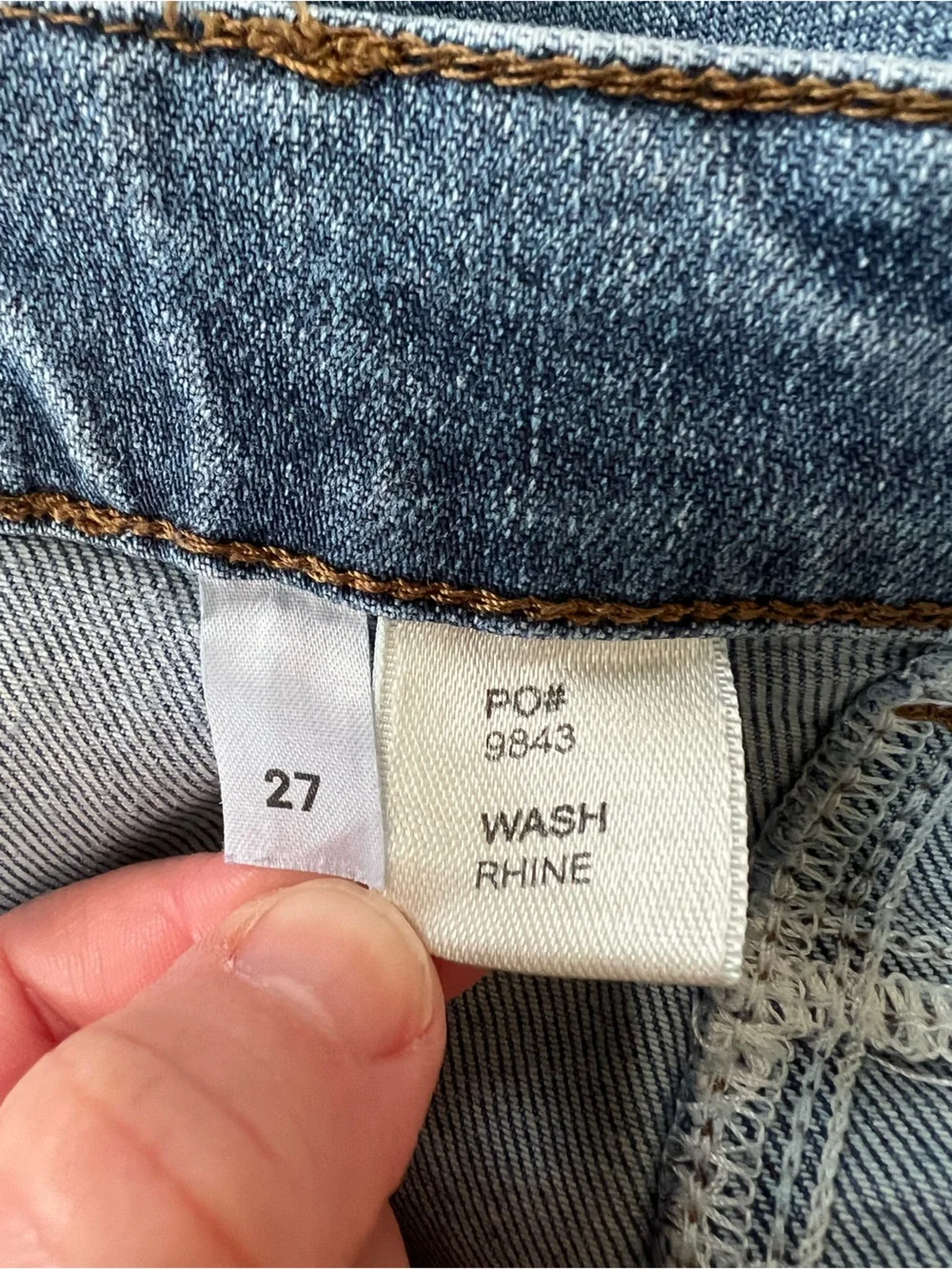 Reformation High Rise Skinny Leg Jeans in Rhine Med Blue Wash (PO# 9843), sz 27